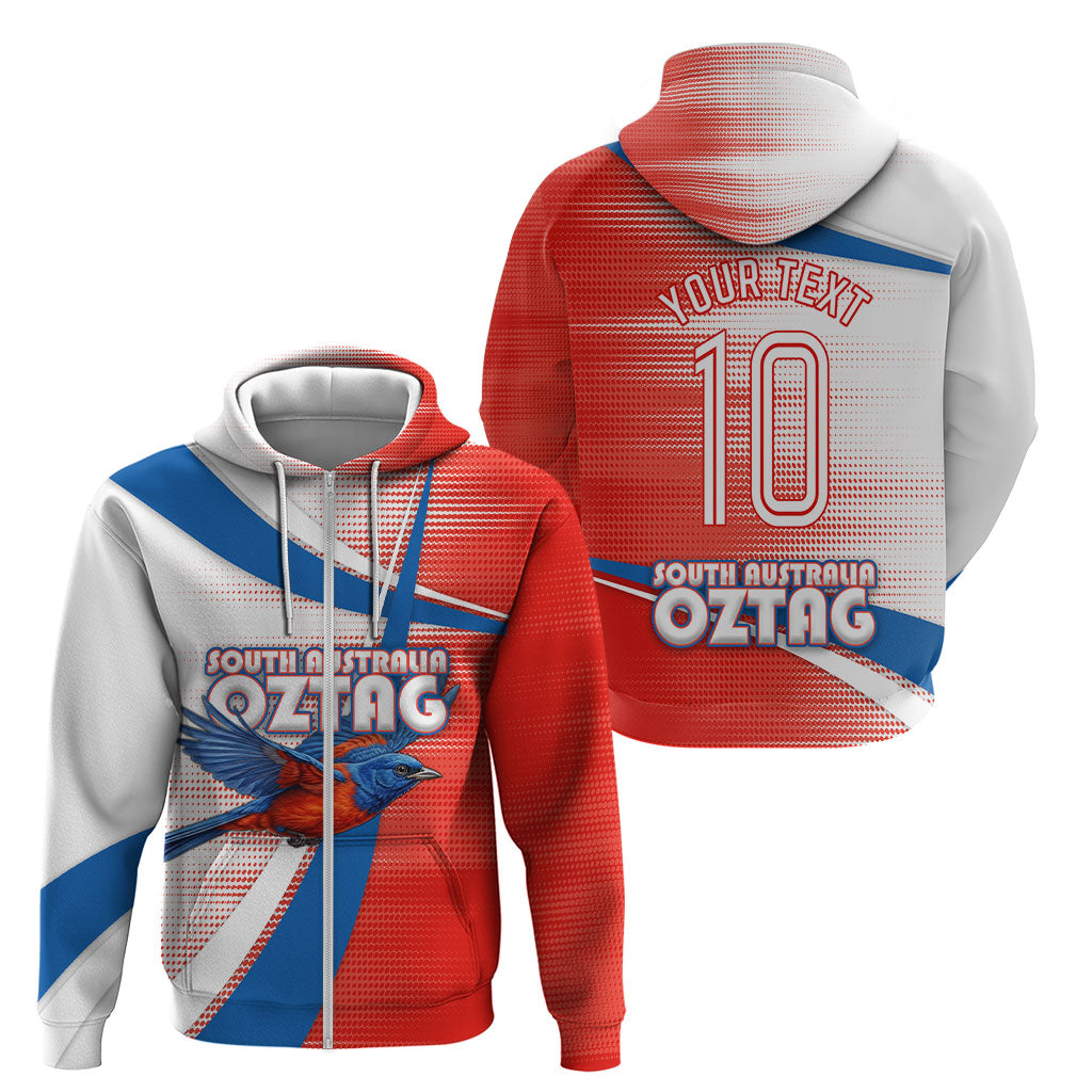 Personalised South Australia Oztag Bird Zip Hoodie Australian Tag Rugby Bird Mascot