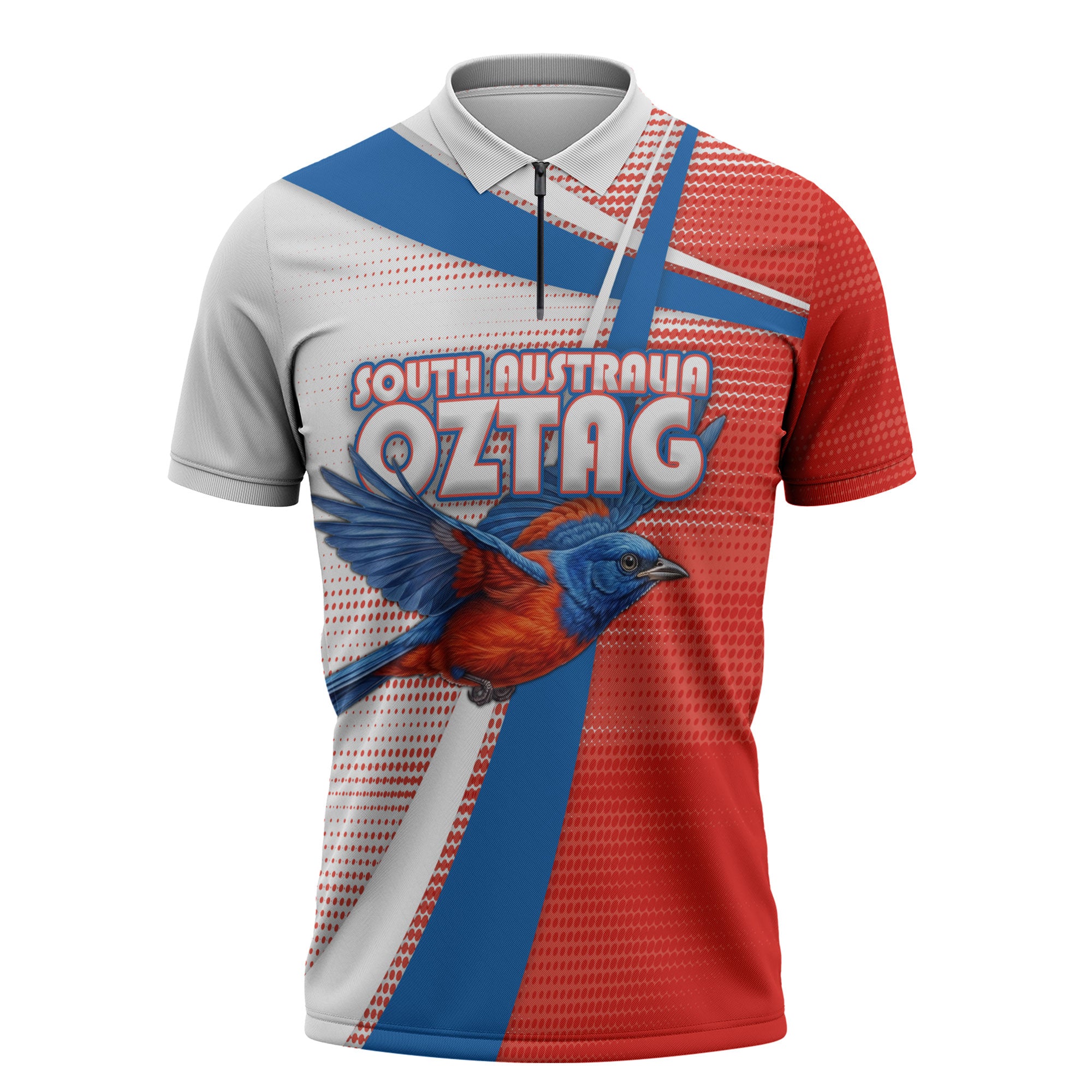 Personalised South Australia Oztag Bird Zipper Polo Shirt Australian Tag Rugby Bird Mascot