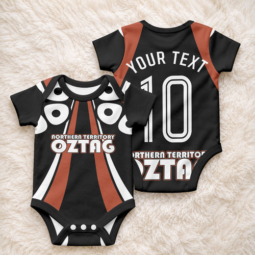 Personalised Northern Territory Oztag Baby Onesie Aboriginal Dot Art Australian Sports