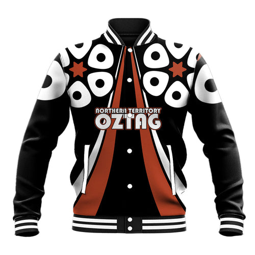 Personalised Northern Territory Oztag Baseball Jacket Aboriginal Dot Art Australian Sports