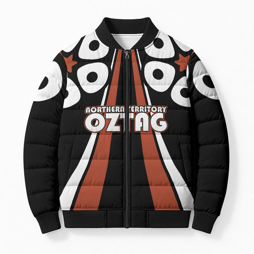 Personalised Northern Territory Oztag Bomber Puffer Jacket Aboriginal Dot Art Australian Sports