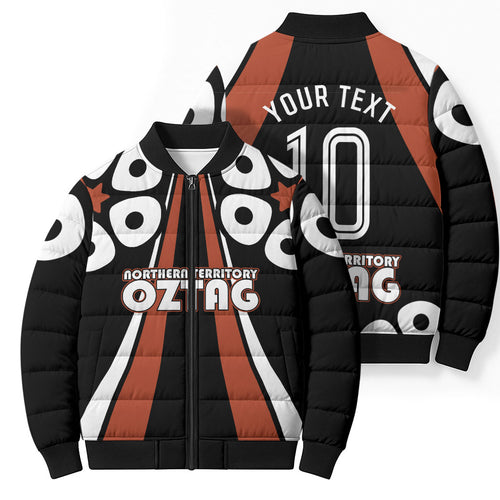 Personalised Northern Territory Oztag Bomber Puffer Jacket Aboriginal Dot Art Australian Sports
