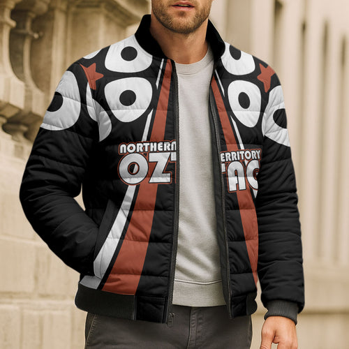 Personalised Northern Territory Oztag Bomber Puffer Jacket Aboriginal Dot Art Australian Sports