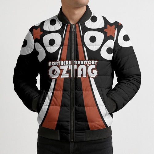 Personalised Northern Territory Oztag Bomber Puffer Jacket Aboriginal Dot Art Australian Sports