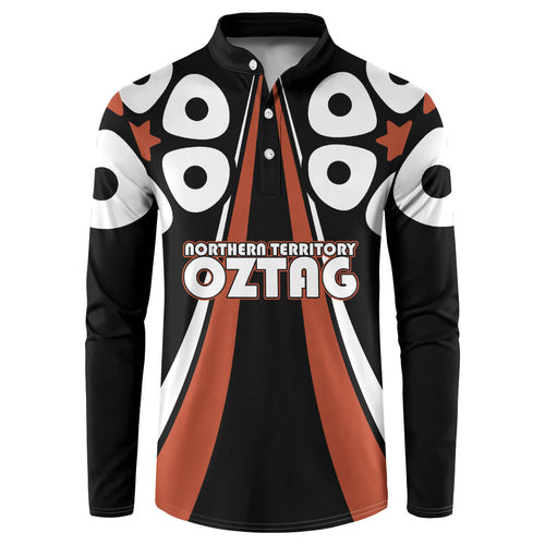 Personalised Northern Territory Oztag Button Sweatshirt Aboriginal Dot Art Australian Sports