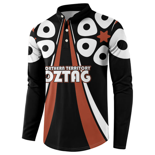 Personalised Northern Territory Oztag Button Sweatshirt Aboriginal Dot Art Australian Sports