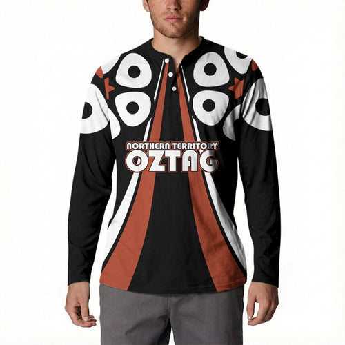 Personalised Northern Territory Oztag Button Sweatshirt Aboriginal Dot Art Australian Sports