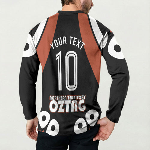 Personalised Northern Territory Oztag Button Sweatshirt Aboriginal Dot Art Australian Sports