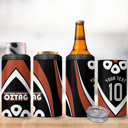 Personalised Northern Territory Oztag 4 in 1 Can Cooler Tumbler Aboriginal Dot Art Australian Sports