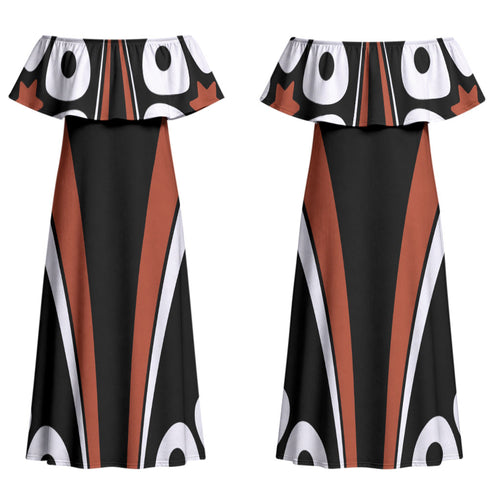 Personalised Northern Territory Oztag Couples Matching Off Shoulder Maxi Dress and Hawaiian Shirt Aboriginal Dot Art Australian Sports