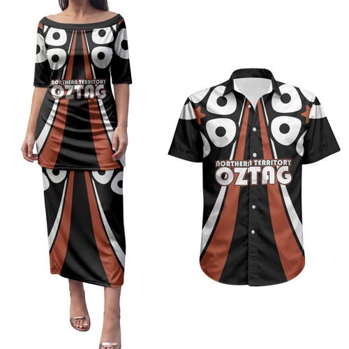 Personalised Northern Territory Oztag Couples Matching Puletasi and Hawaiian Shirt Aboriginal Dot Art Australian Sports