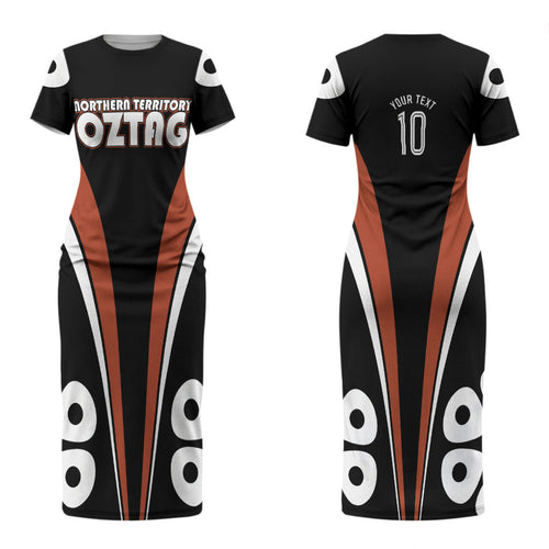 Personalised Northern Territory Oztag Couples Matching Short Sleeve Bodycon Dress and Hawaiian Shirt Aboriginal Dot Art Australian Sports