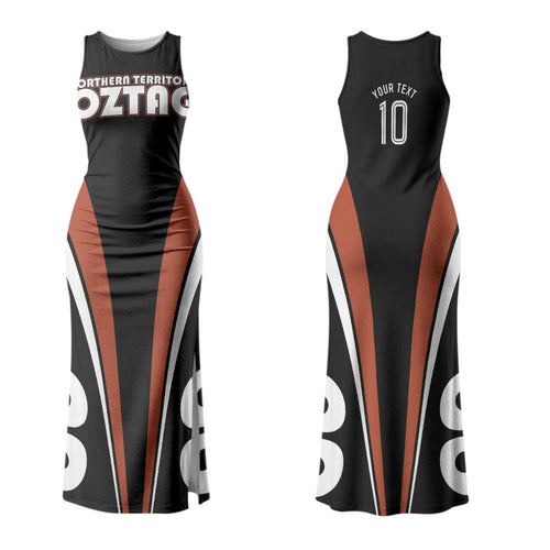 Personalised Northern Territory Oztag Couples Matching Tank Maxi Dress and Long Sleeve Button Shirt Aboriginal Dot Art Australian Sports