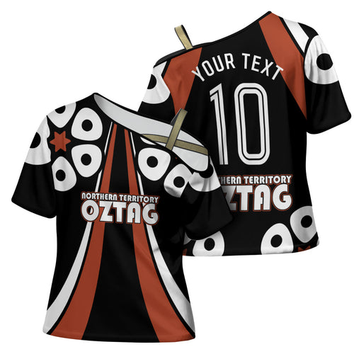Personalised Northern Territory Oztag Cross Shoulder Shirt Aboriginal Dot Art Australian Sports