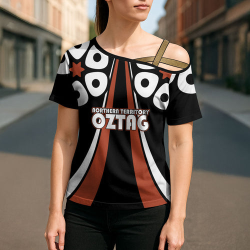 Personalised Northern Territory Oztag Cross Shoulder Shirt Aboriginal Dot Art Australian Sports