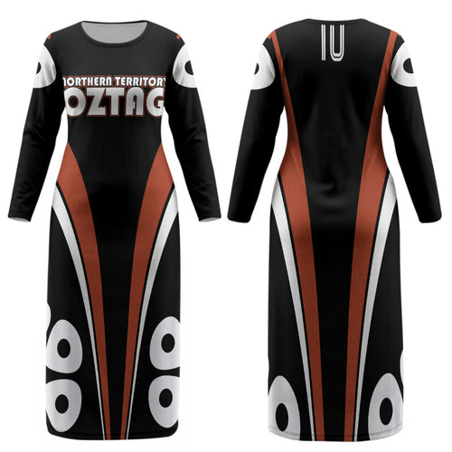 Personalised Northern Territory Oztag Family Matching Long Sleeve Bodycon Dress and Hawaiian Shirt Aboriginal Dot Art Australian Sports
