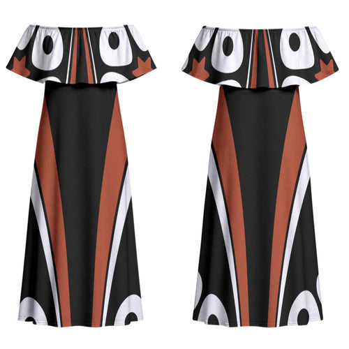 Personalised Northern Territory Oztag Family Matching Off Shoulder Maxi Dress and Hawaiian Shirt Aboriginal Dot Art Australian Sports