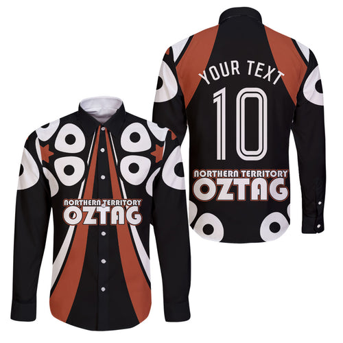 Personalised Northern Territory Oztag Family Matching Off Shoulder Maxi Dress and Hawaiian Shirt Aboriginal Dot Art Australian Sports