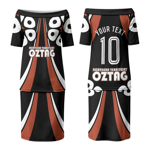 Personalised Northern Territory Oztag Family Matching Puletasi and Hawaiian Shirt Aboriginal Dot Art Australian Sports