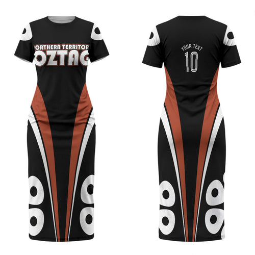 Personalised Northern Territory Oztag Family Matching Short Sleeve Bodycon Dress and Hawaiian Shirt Aboriginal Dot Art Australian Sports