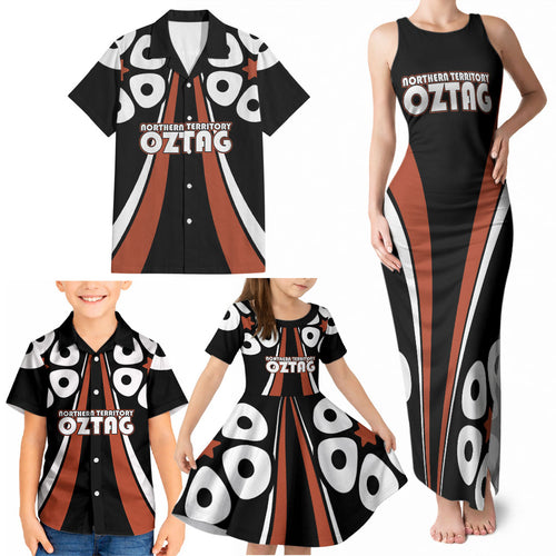 Personalised Northern Territory Oztag Family Matching Tank Maxi Dress and Hawaiian Shirt Aboriginal Dot Art Australian Sports