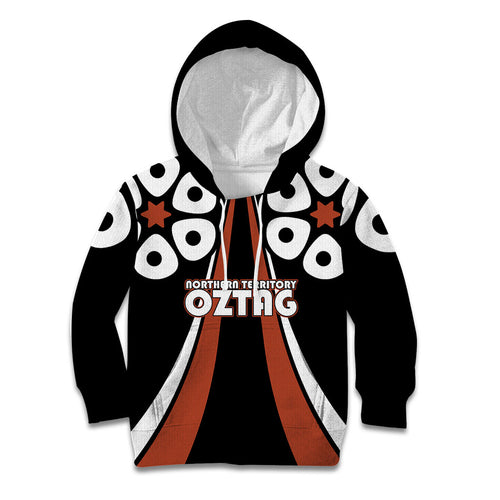 Personalised Northern Territory Oztag Kid Hoodie Aboriginal Dot Art Australian Sports