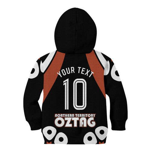 Personalised Northern Territory Oztag Kid Hoodie Aboriginal Dot Art Australian Sports