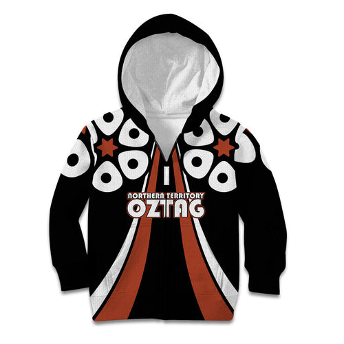 Personalised Northern Territory Oztag Kid Hoodie Aboriginal Dot Art Australian Sports