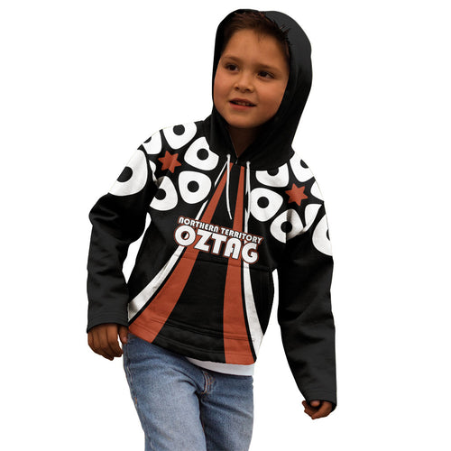 Personalised Northern Territory Oztag Kid Hoodie Aboriginal Dot Art Australian Sports