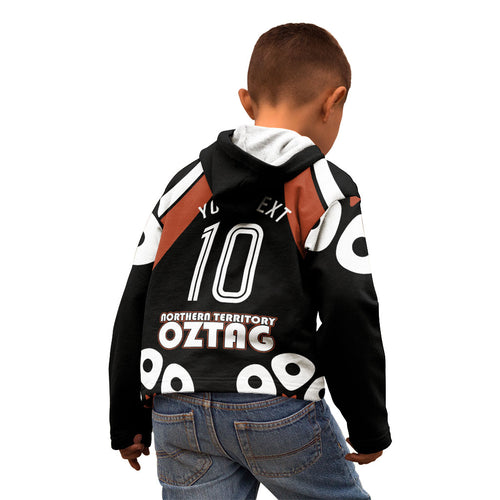 Personalised Northern Territory Oztag Kid Hoodie Aboriginal Dot Art Australian Sports
