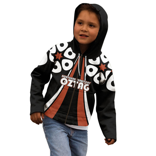 Personalised Northern Territory Oztag Kid Hoodie Aboriginal Dot Art Australian Sports