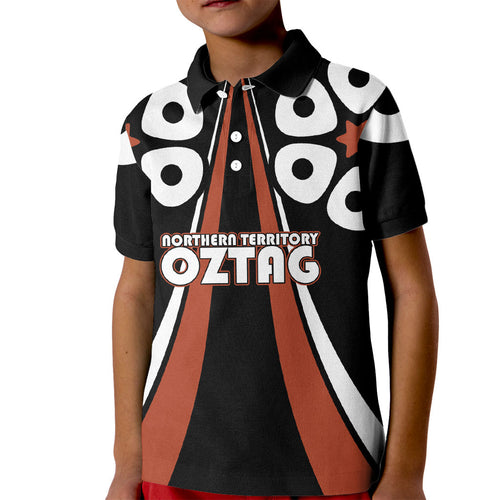 Personalised Northern Territory Oztag Kid Polo Shirt Aboriginal Dot Art Australian Sports