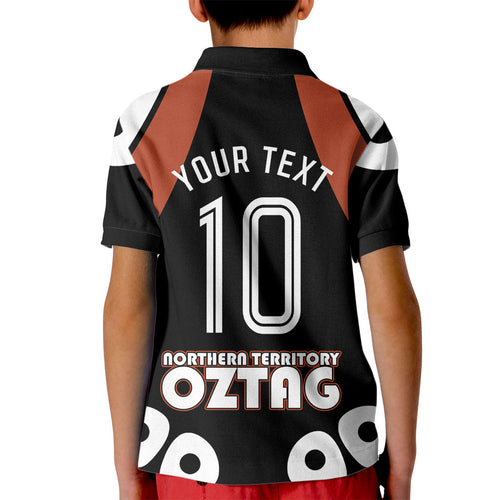 Personalised Northern Territory Oztag Kid Polo Shirt Aboriginal Dot Art Australian Sports