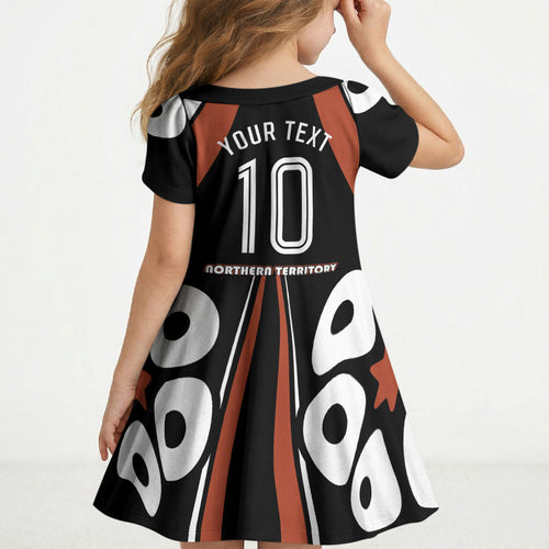 Personalised Northern Territory Oztag Kid Short Sleeve Dress Aboriginal Dot Art Australian Sports