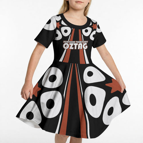 Personalised Northern Territory Oztag Kid Short Sleeve Dress Aboriginal Dot Art Australian Sports