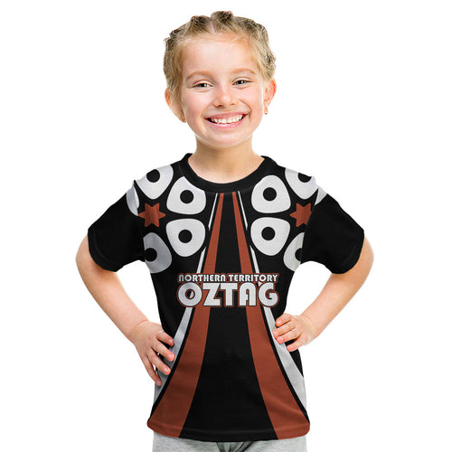 Personalised Northern Territory Oztag Kid T Shirt Aboriginal Dot Art Australian Sports