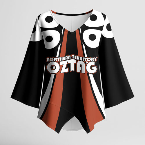 Personalised Northern Territory Oztag Kimono Sleeve Blouse Aboriginal Dot Art Australian Sports