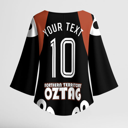 Personalised Northern Territory Oztag Kimono Sleeve Blouse Aboriginal Dot Art Australian Sports