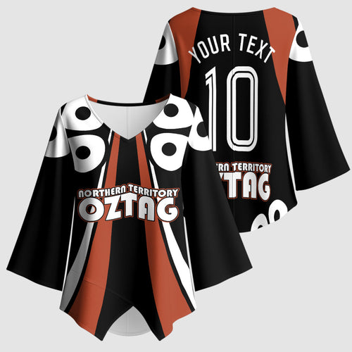 Personalised Northern Territory Oztag Kimono Sleeve Blouse Aboriginal Dot Art Australian Sports