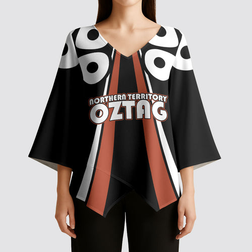 Personalised Northern Territory Oztag Kimono Sleeve Blouse Aboriginal Dot Art Australian Sports