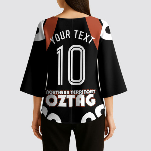 Personalised Northern Territory Oztag Kimono Sleeve Blouse Aboriginal Dot Art Australian Sports