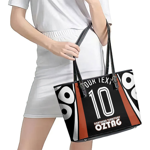 Personalised Northern Territory Oztag Leather Tote Bag Aboriginal Dot Art Australian Sports