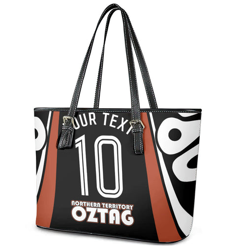 Personalised Northern Territory Oztag Leather Tote Bag Aboriginal Dot Art Australian Sports