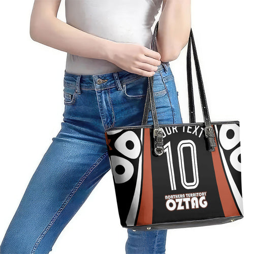 Personalised Northern Territory Oztag Leather Tote Bag Aboriginal Dot Art Australian Sports