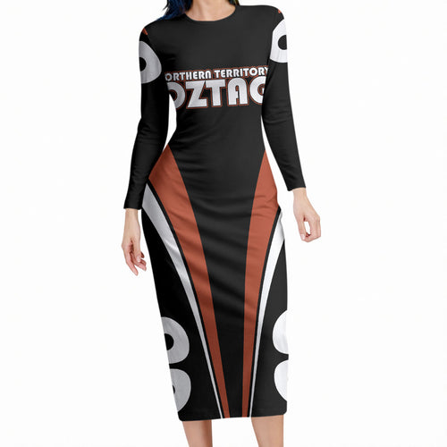 Personalised Northern Territory Oztag Long Sleeve Bodycon Dress Aboriginal Dot Art Australian Sports