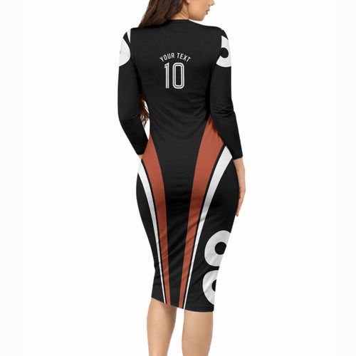Personalised Northern Territory Oztag Long Sleeve Bodycon Dress Aboriginal Dot Art Australian Sports
