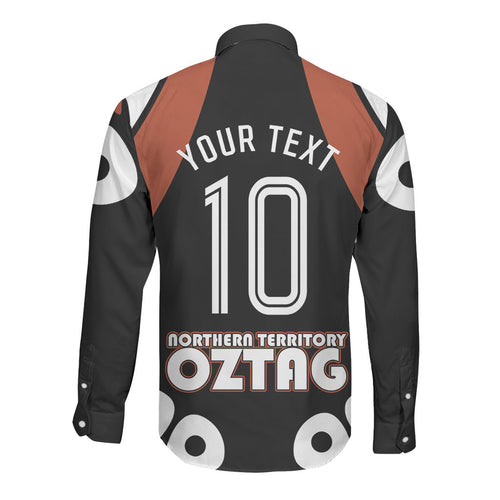 Personalised Northern Territory Oztag Long Sleeve Button Shirt Aboriginal Dot Art Australian Sports