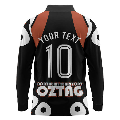 Personalised Northern Territory Oztag Long Sleeve Polo Shirt Aboriginal Dot Art Australian Sports