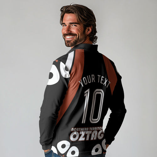 Personalised Northern Territory Oztag Long Sleeve Polo Shirt Aboriginal Dot Art Australian Sports
