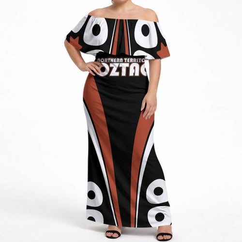 Personalised Northern Territory Oztag Off Shoulder Maxi Dress Aboriginal Dot Art Australian Sports